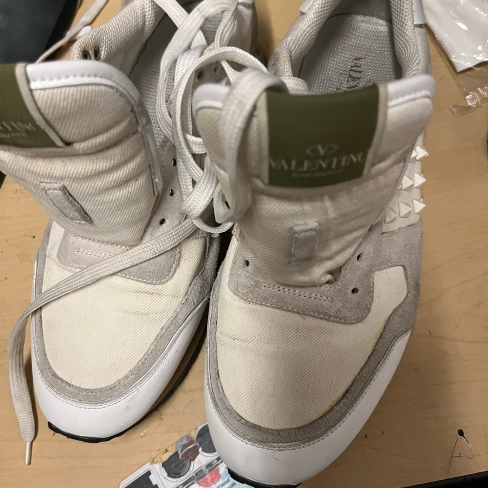 Valentino Stylish White and Gray Sneakers